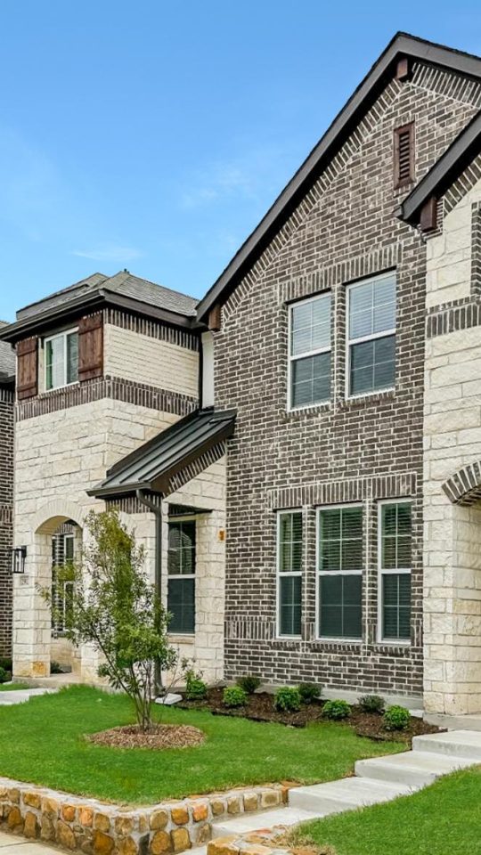 a row of townhomes in a neighborhood at The Villas at Bardin